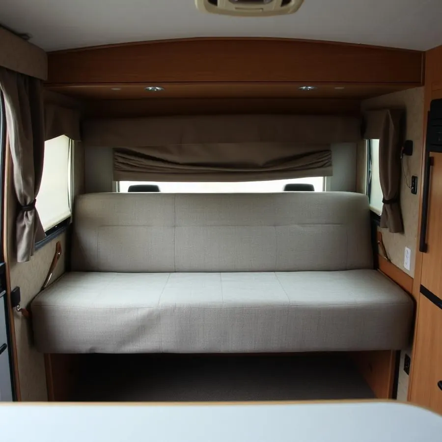 RV dinette bench with new foam and fabric